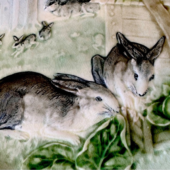 Majollica bunny plates set of 5. Made in France, 1900. - Picture 7 of 16